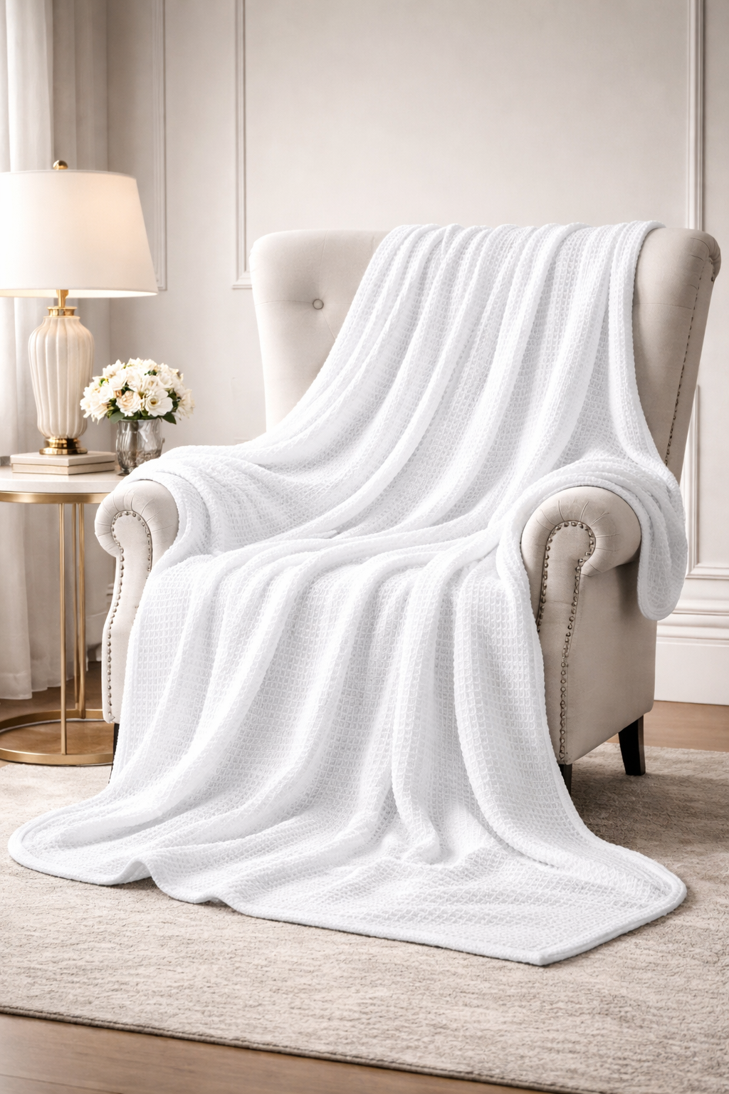 Classic White Waffle Blanket