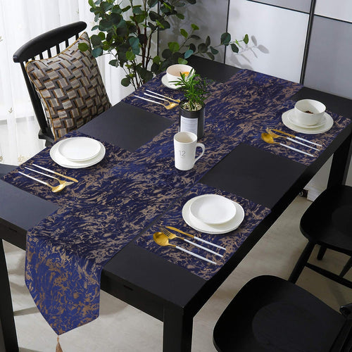 Set of 7 Pcs Luxury Velvet Table Runner blue