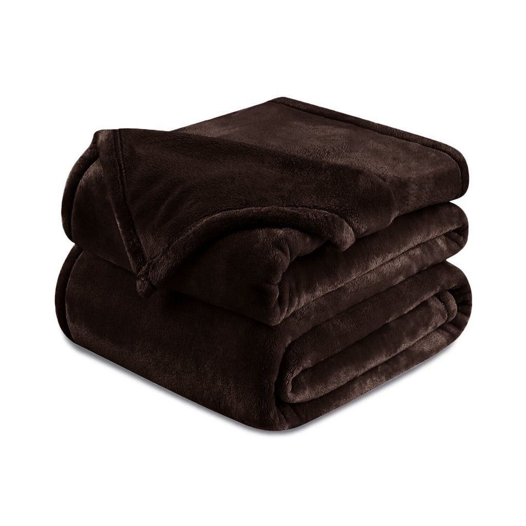 Shaggy Blanket solid pattern Dark Brown