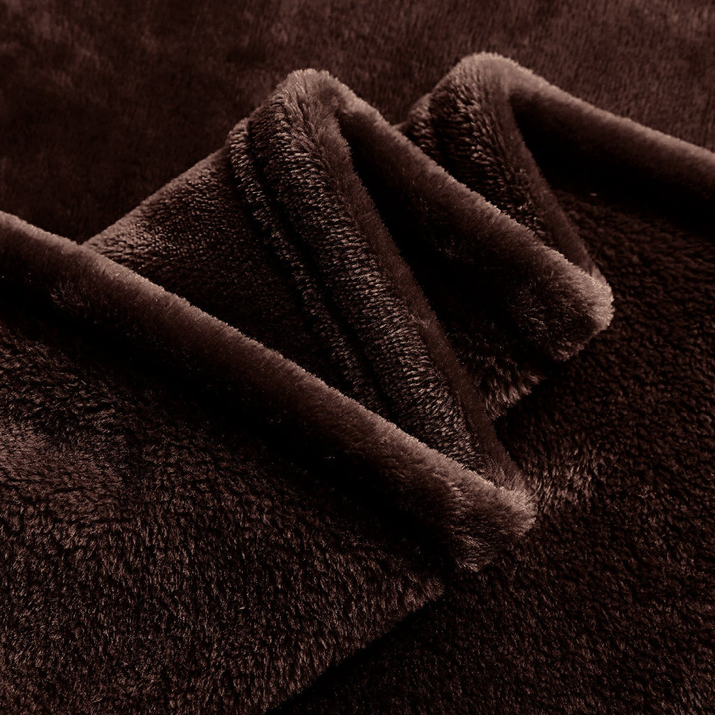 Shaggy Blanket solid pattern Dark Brown