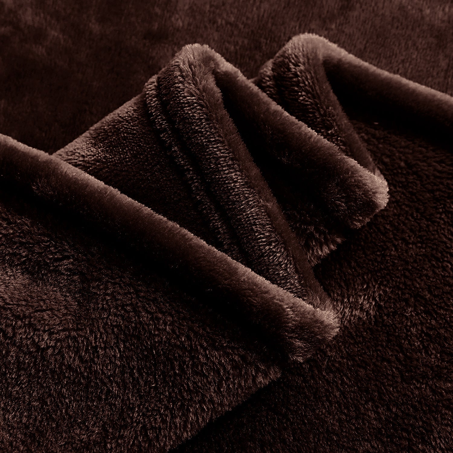 Shaggy Blanket solid pattern Dark Brown