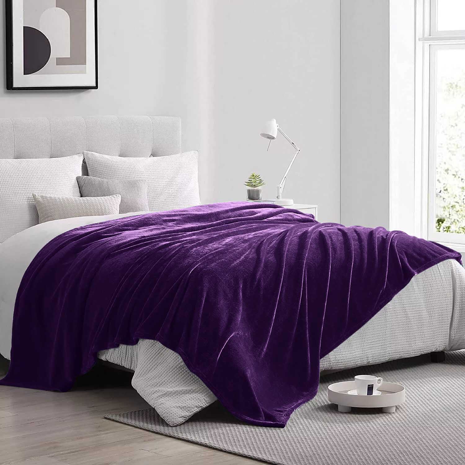 Shaggy Blanket solid pattern Purple